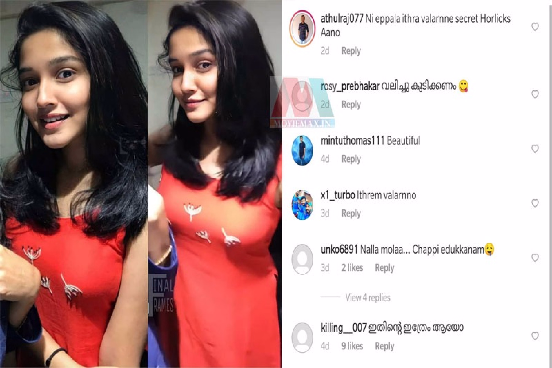 ഇത്ര വലുതായോ............? അനിഖയുടെ പോസ്റ്റിനു അശ്ലീല കമന്റ് ഇട്ട്  ഞരമ്പ്‌രോഗികള്‍ 