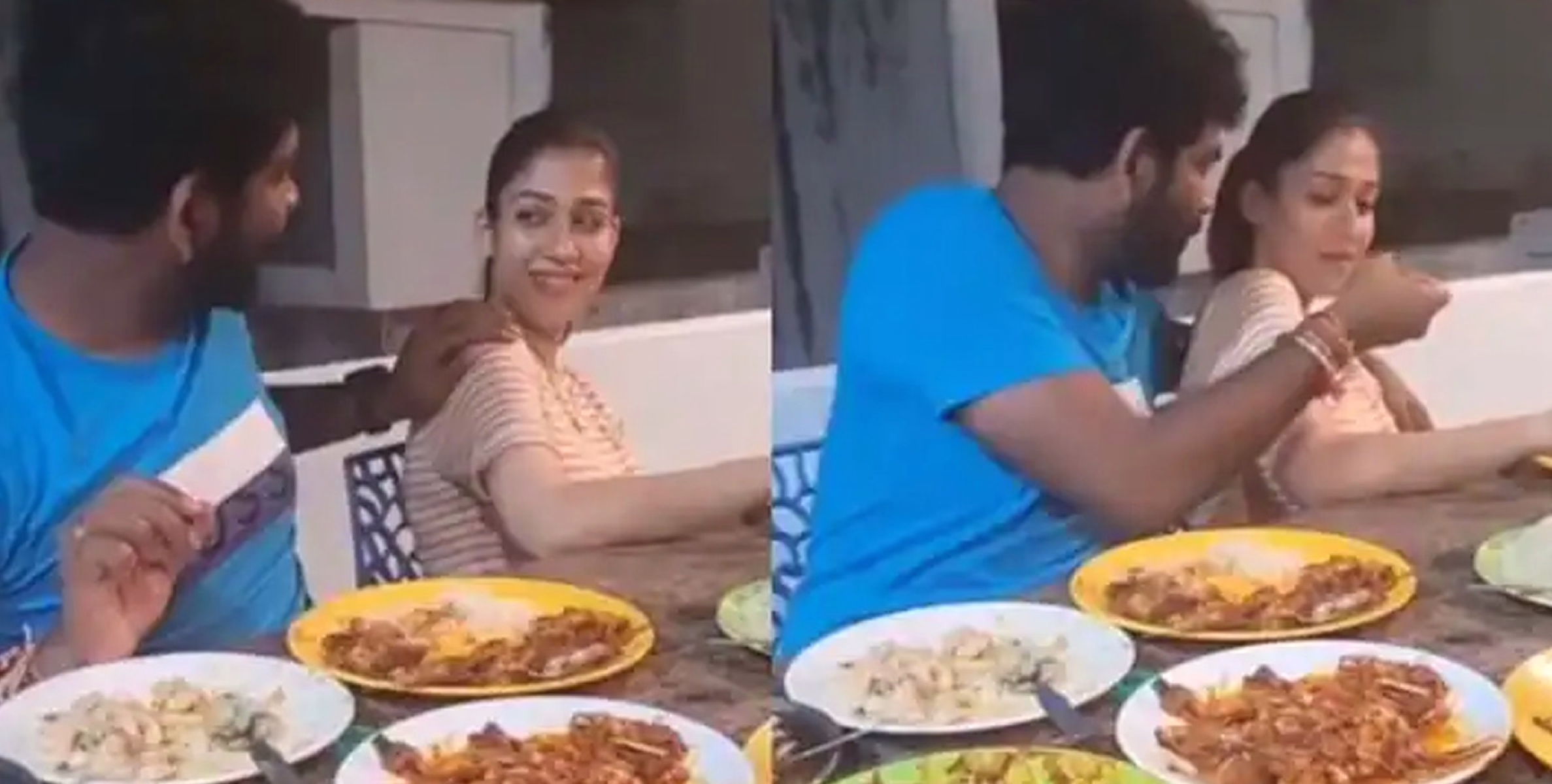 നയന്‍താരയ്ക്ക് ഭക്ഷണം വാരിക്കൊടുക്കുന്ന വിഘ്‍നേഷ്; വീഡിയോ വൈറൽ 