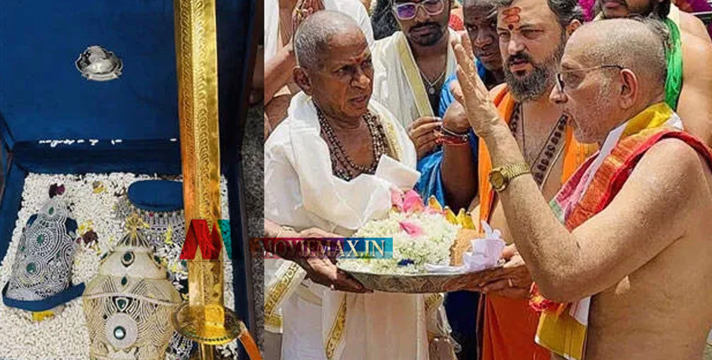 മൂകാംബിക ക്ഷേത്രത്തിൽ‌ വജ്ര കിരീടങ്ങളും സ്വർണവാളും സമർപ്പിച്ച് ഇളയരാജ; എട്ടു കോടിയോളം രൂപ മൂല്യം 